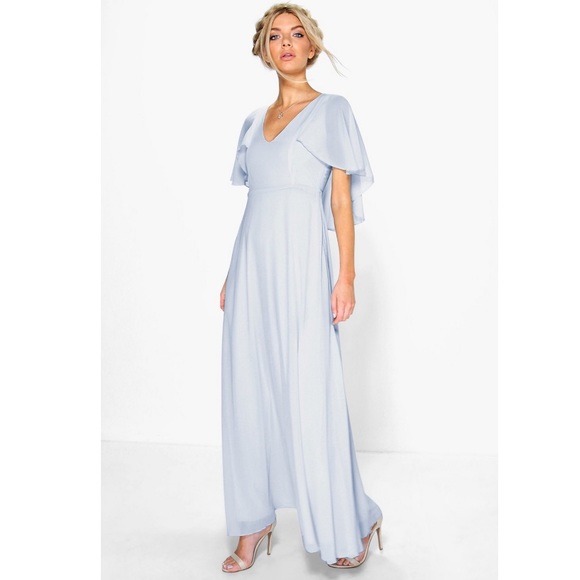 Boohoo Dresses & Skirts - Boohoo Night Chiffon Cape Sleeve Maxi Dress